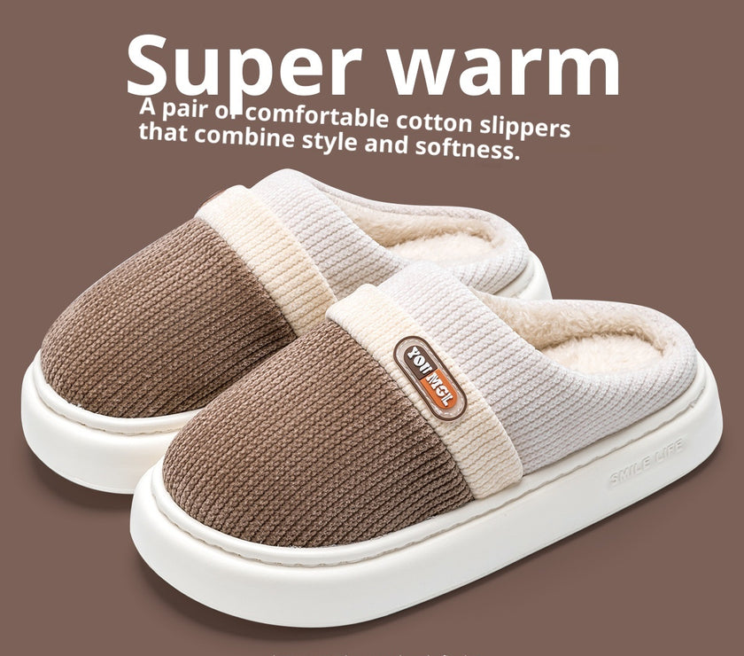 Cotton Slippers Women's Warm Color Matching Slippers