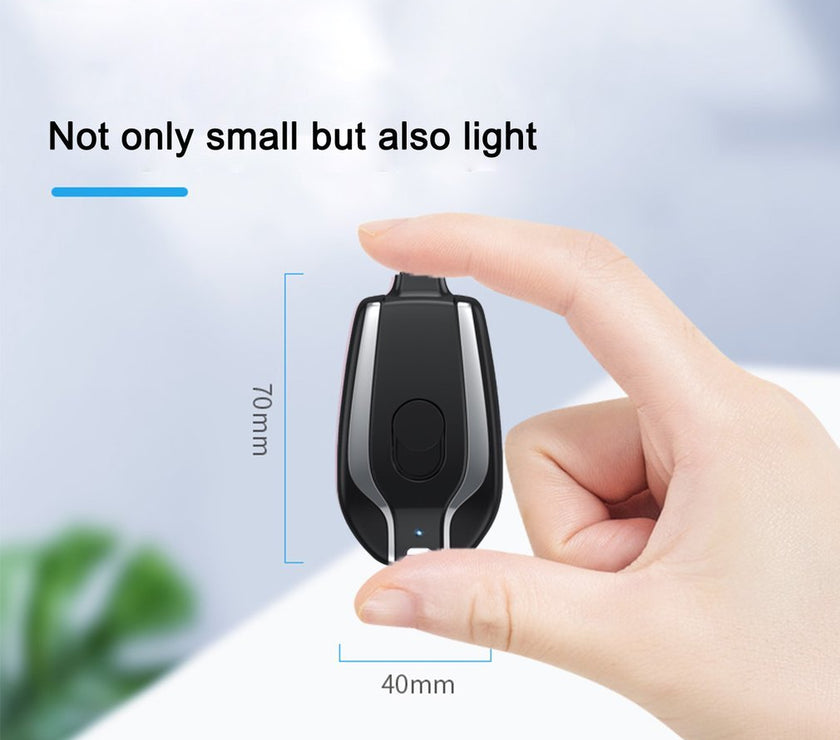 1500mAh Mini Power Emergency Pod Keychain Charger With Type-C Ultra-Compact Mini Battery Pack Fast Charging Backup Power Bank