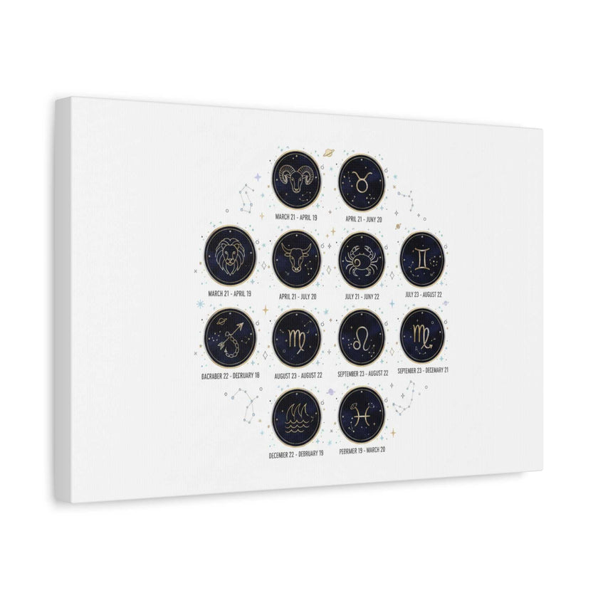 Zodiac Constellation Chart Canvas | Astrology Art Print, Metallic Galaxy