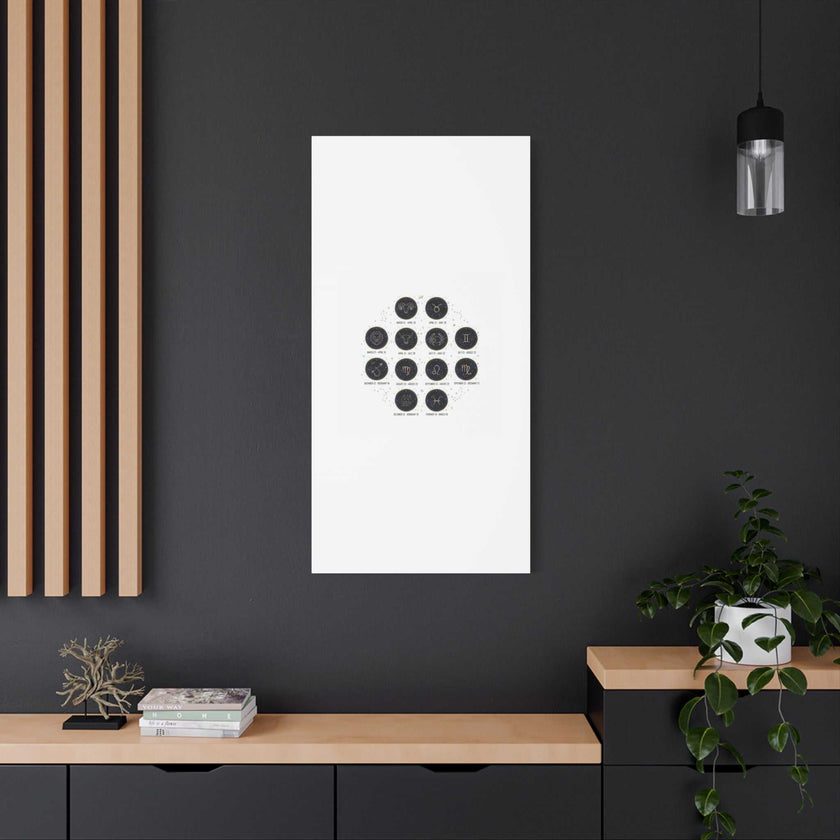 Zodiac Constellation Chart Canvas | Astrology Art Print, Metallic Galaxy