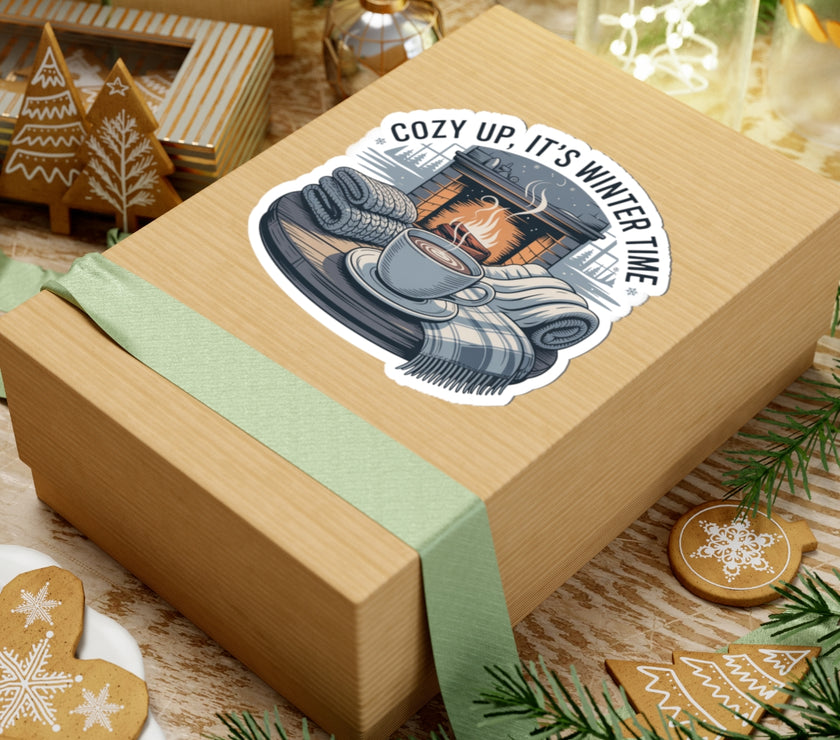 Cozy Winter Time Kiss-Cut Stickers - Perfect for Home Decor & Gifts