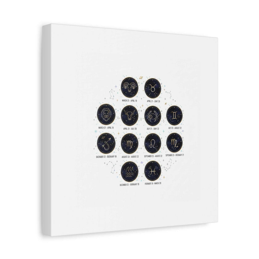 Zodiac Constellation Chart Canvas | Astrology Art Print, Metallic Galaxy