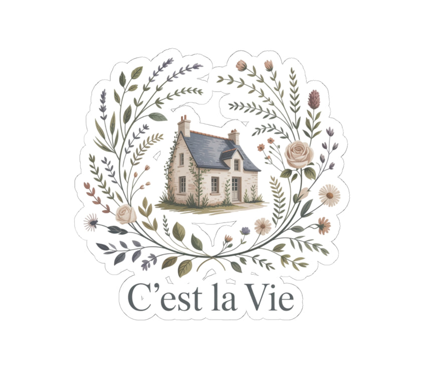 C'est la Vie Floral Kiss-Cut Stickers | Aesthetic Home Decor