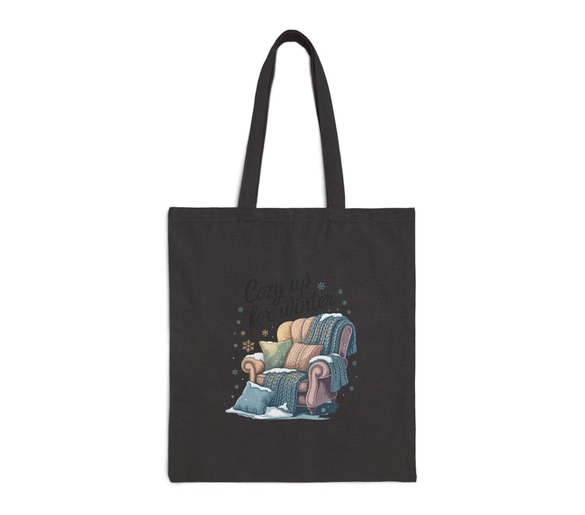 Cozy Up for Winter Tote Bag - Cotton Canvas Shopper