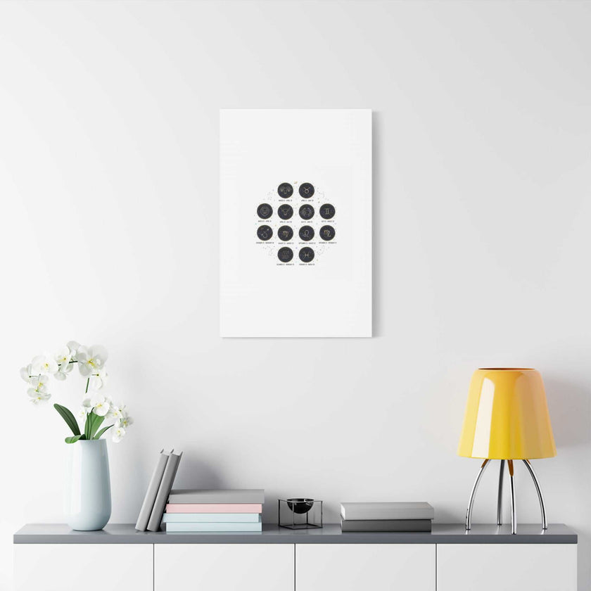 Zodiac Constellation Chart Canvas | Astrology Art Print, Metallic Galaxy