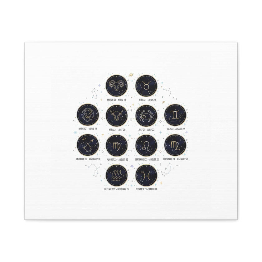 Zodiac Constellation Chart Canvas | Astrology Art Print, Metallic Galaxy