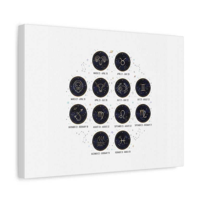 Zodiac Constellation Chart Canvas | Astrology Art Print, Metallic Galaxy