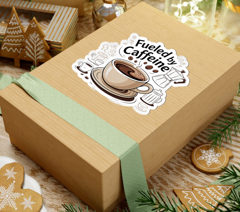 Coffee Lover Kiss-Cut Stickers - Fueled by Caffeine Design