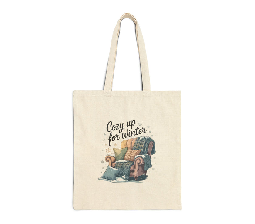 Cozy Up for Winter Tote Bag - Cotton Canvas Shopper