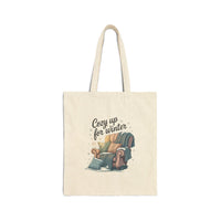Cozy Up for Winter Tote Bag - Cotton Canvas Shopper