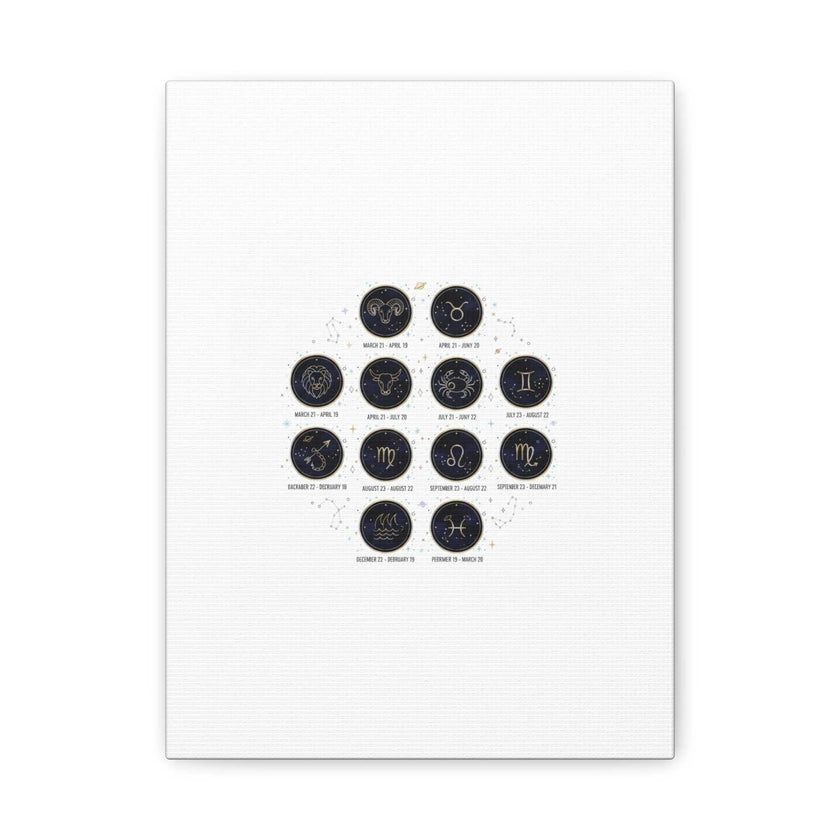 Zodiac Constellation Chart Canvas | Astrology Art Print, Metallic Galaxy
