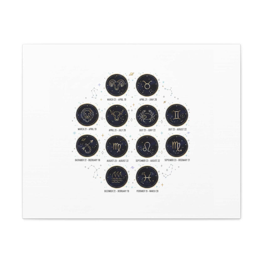 Zodiac Constellation Chart Canvas | Astrology Art Print, Metallic Galaxy