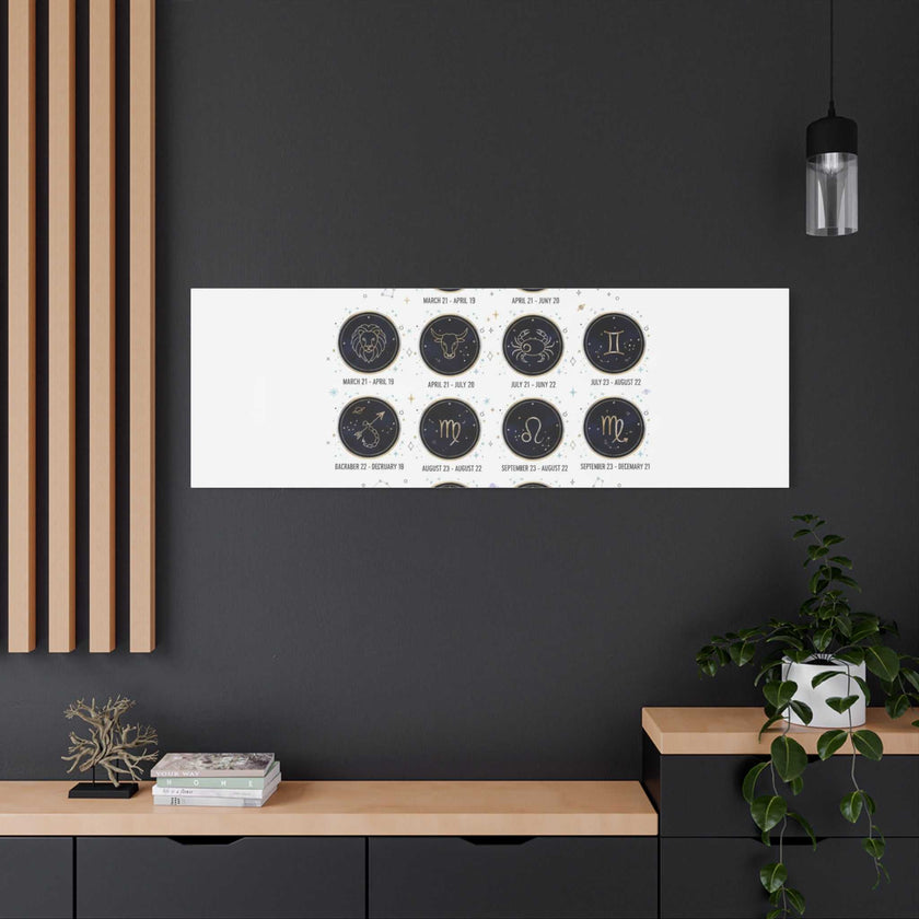 Zodiac Constellation Chart Canvas | Astrology Art Print, Metallic Galaxy