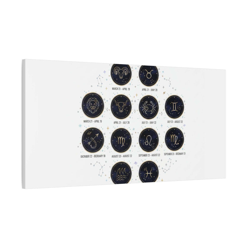 Zodiac Constellation Chart Canvas | Astrology Art Print, Metallic Galaxy