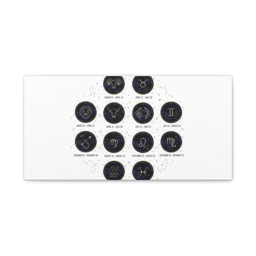 Zodiac Constellation Chart Canvas | Astrology Art Print, Metallic Galaxy