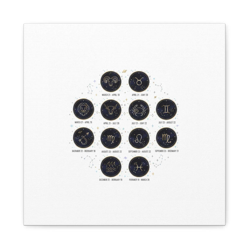 Zodiac Constellation Chart Canvas | Astrology Art Print, Metallic Galaxy