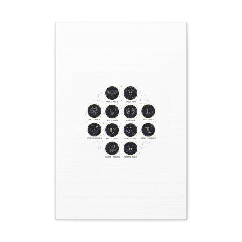 Zodiac Constellation Chart Canvas | Astrology Art Print, Metallic Galaxy