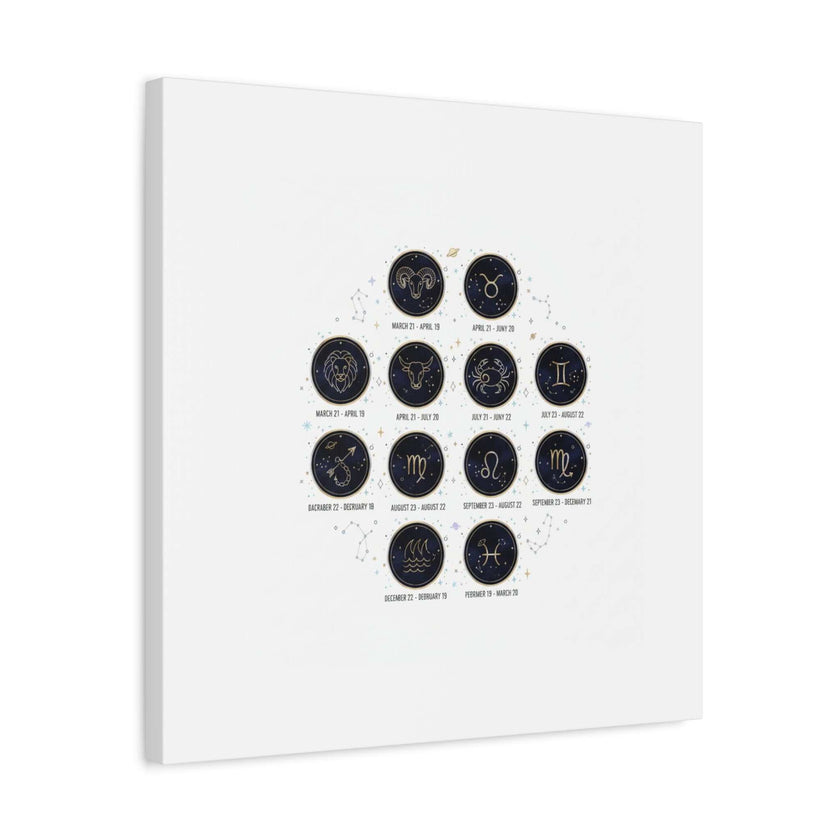 Zodiac Constellation Chart Canvas | Astrology Art Print, Metallic Galaxy