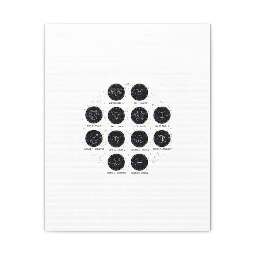 Zodiac Constellation Chart Canvas | Astrology Art Print, Metallic Galaxy