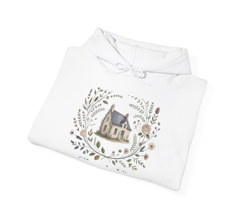 Cozy Nature-Themed Unisex Hoodie with House Design