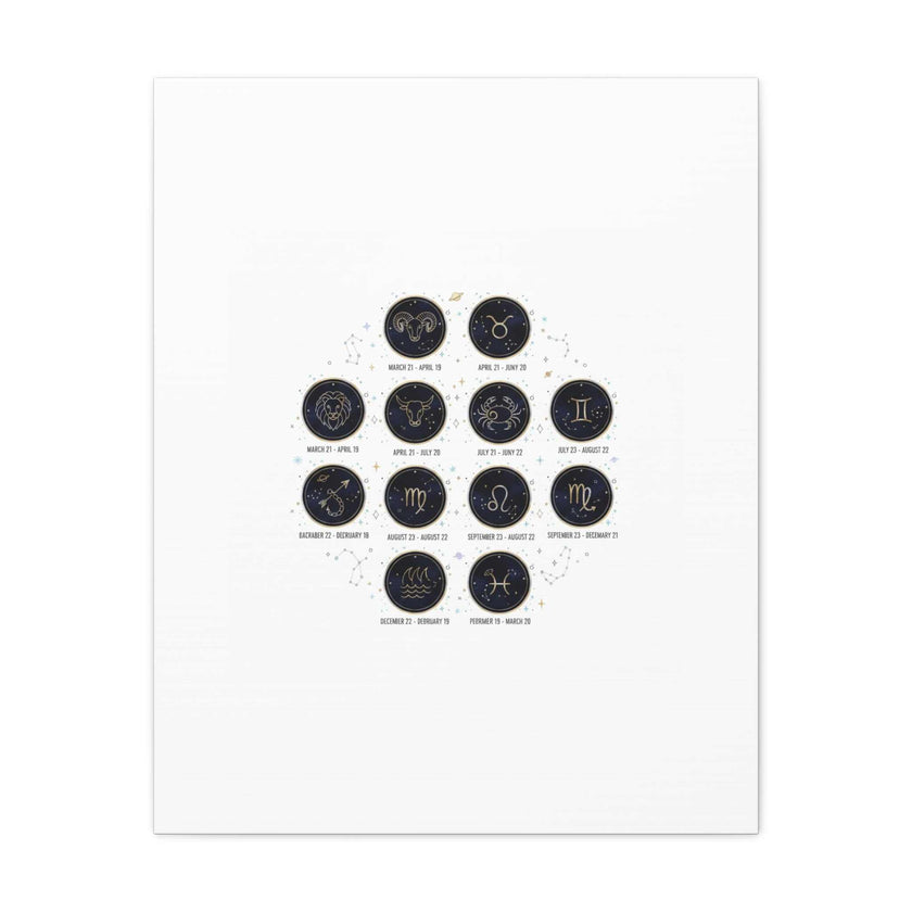 Zodiac Constellation Chart Canvas | Astrology Art Print, Metallic Galaxy