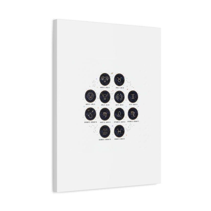 Zodiac Constellation Chart Canvas | Astrology Art Print, Metallic Galaxy