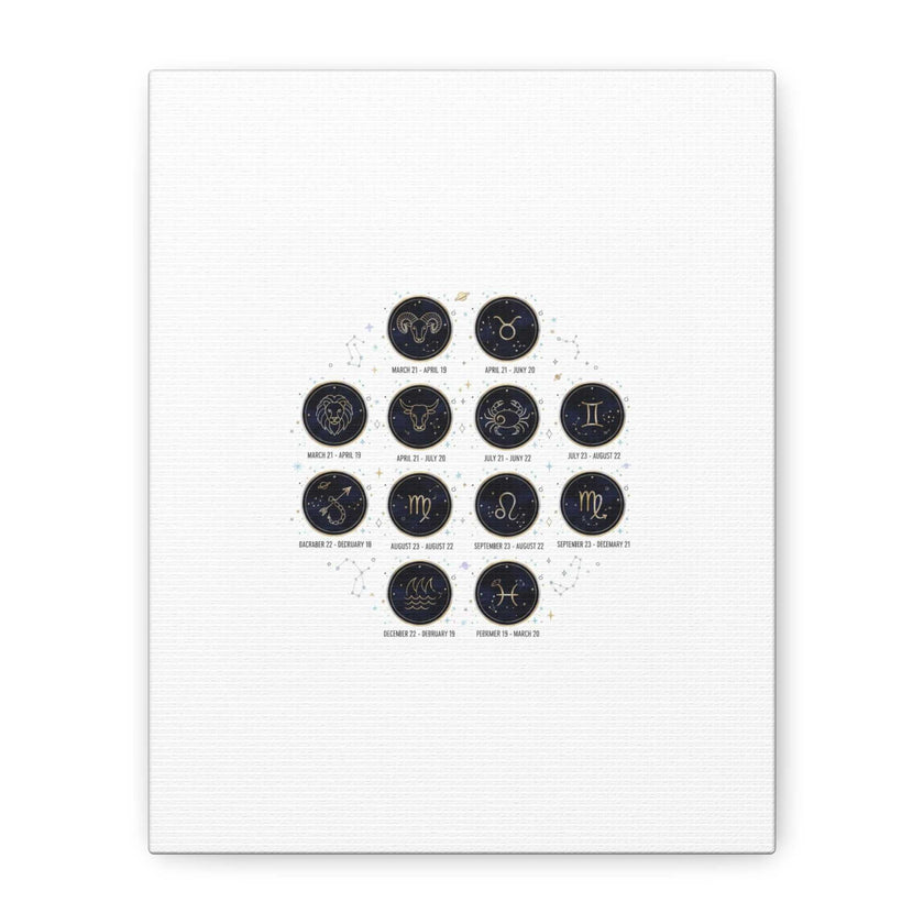 Zodiac Constellation Chart Canvas | Astrology Art Print, Metallic Galaxy