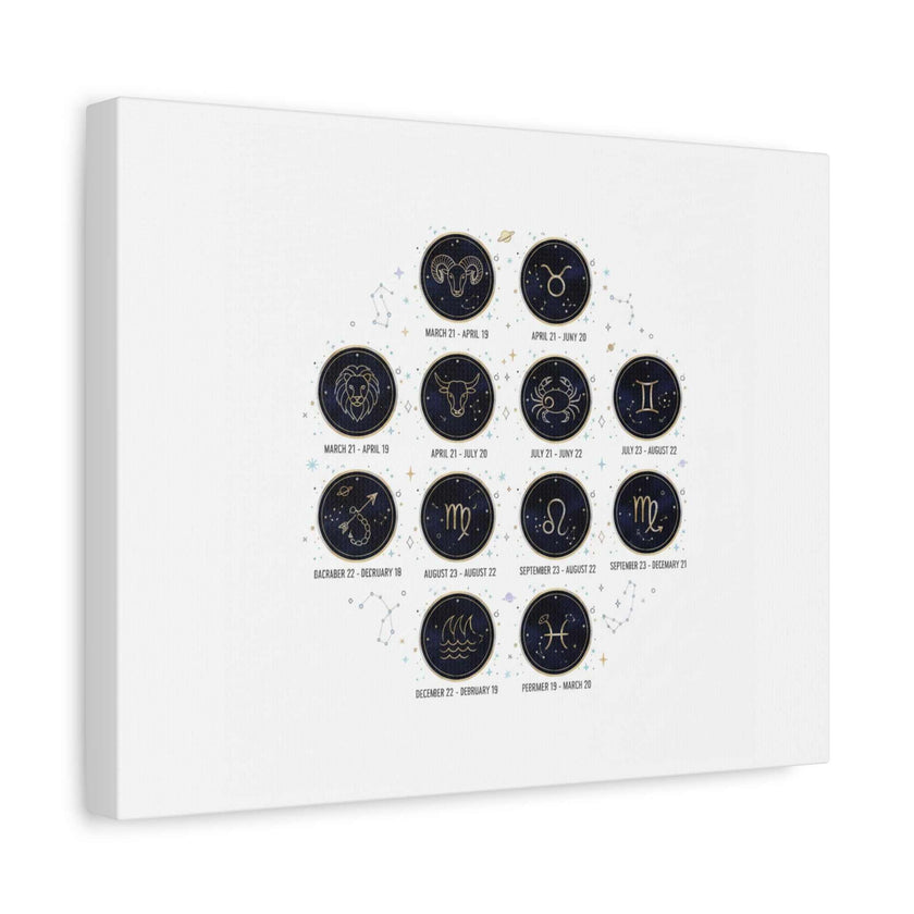 Zodiac Constellation Chart Canvas | Astrology Art Print, Metallic Galaxy