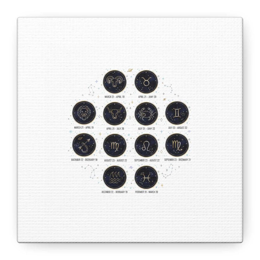 Zodiac Constellation Chart Canvas | Astrology Art Print, Metallic Galaxy