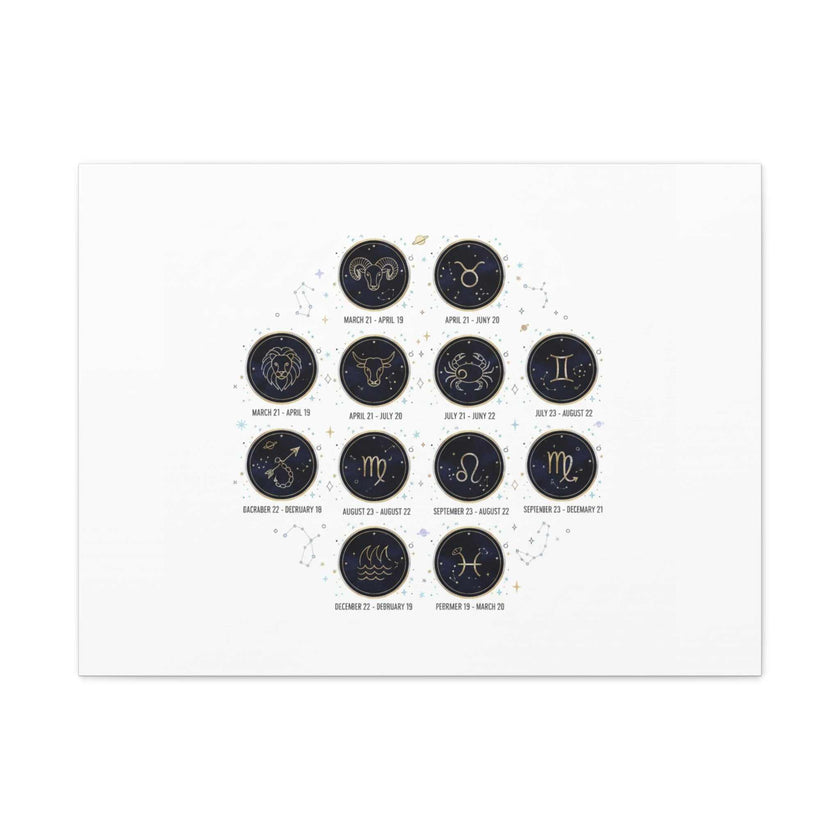 Zodiac Constellation Chart Canvas | Astrology Art Print, Metallic Galaxy