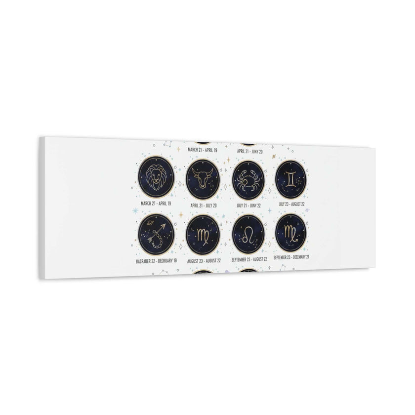 Zodiac Constellation Chart Canvas | Astrology Art Print, Metallic Galaxy