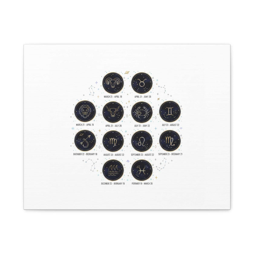 Zodiac Constellation Chart Canvas | Astrology Art Print, Metallic Galaxy