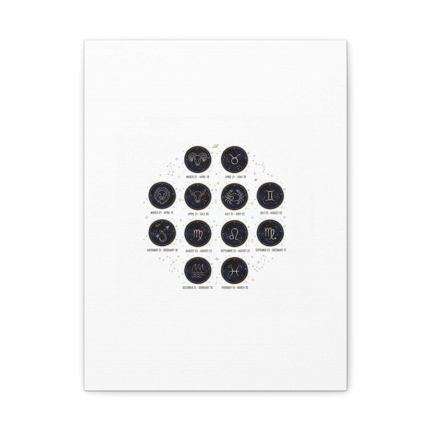 Zodiac Constellation Chart Canvas | Astrology Art Print, Metallic Galaxy