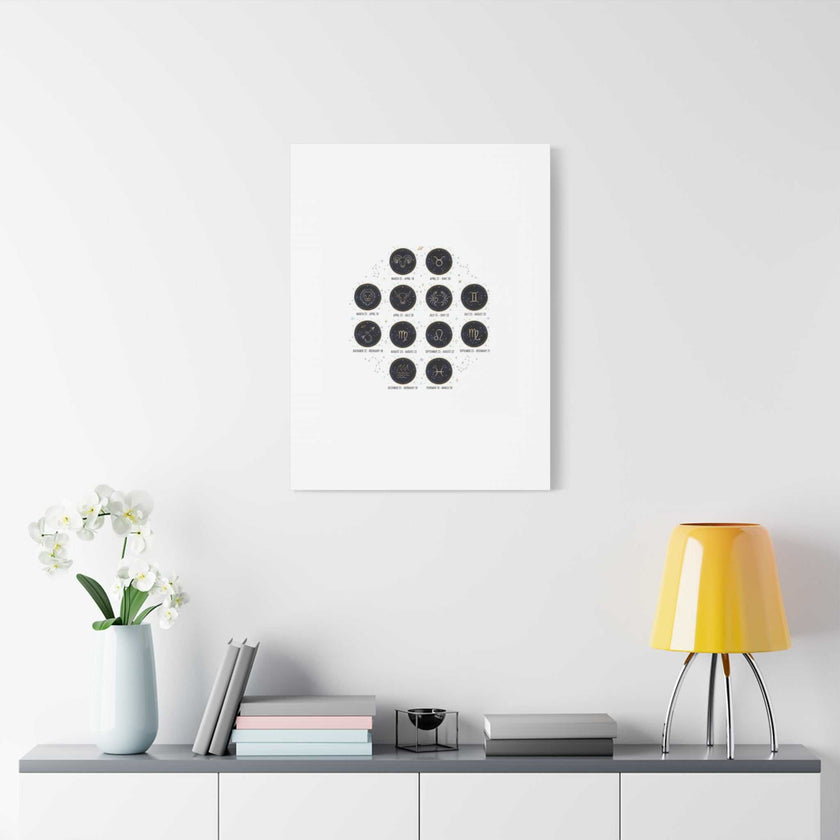 Zodiac Constellation Chart Canvas | Astrology Art Print, Metallic Galaxy