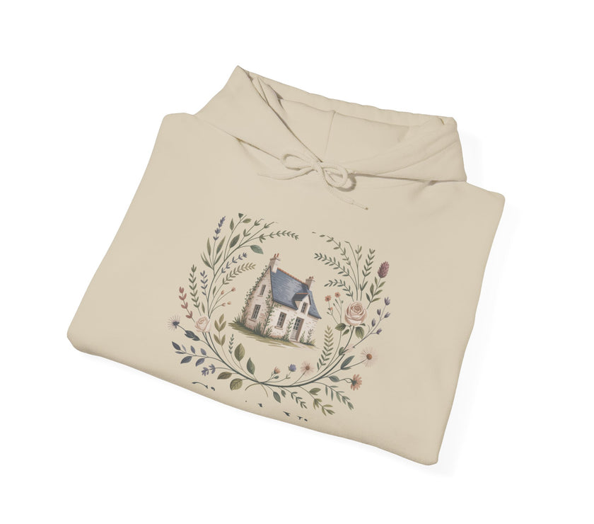 Cozy Nature-Themed Unisex Hoodie with House Design