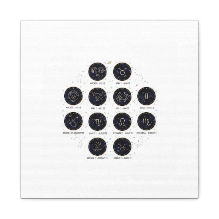 Zodiac Constellation Chart Canvas | Astrology Art Print, Metallic Galaxy