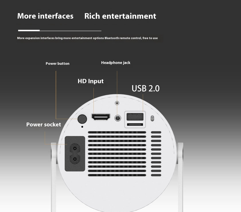 Portable Projector Small Straight Projector For Home Use 180 Degrees Projection Angle Automatic Focus Home Video Projector