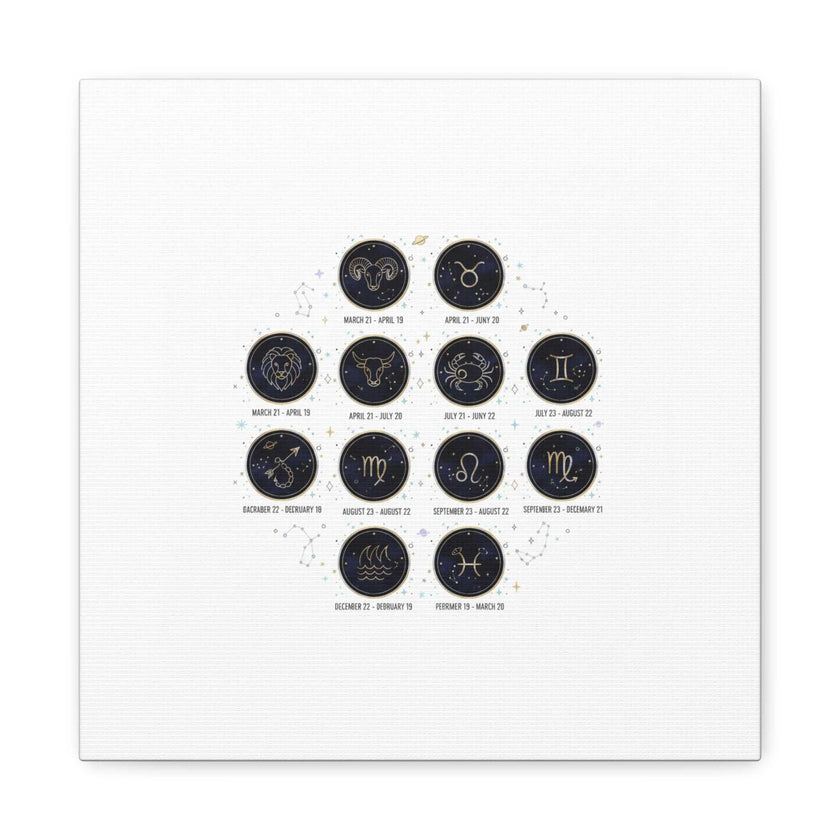 Zodiac Constellation Chart Canvas | Astrology Art Print, Metallic Galaxy