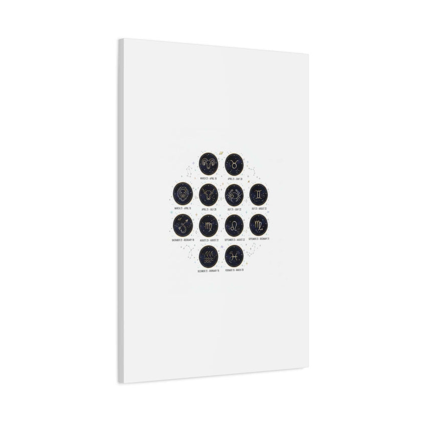 Zodiac Constellation Chart Canvas | Astrology Art Print, Metallic Galaxy