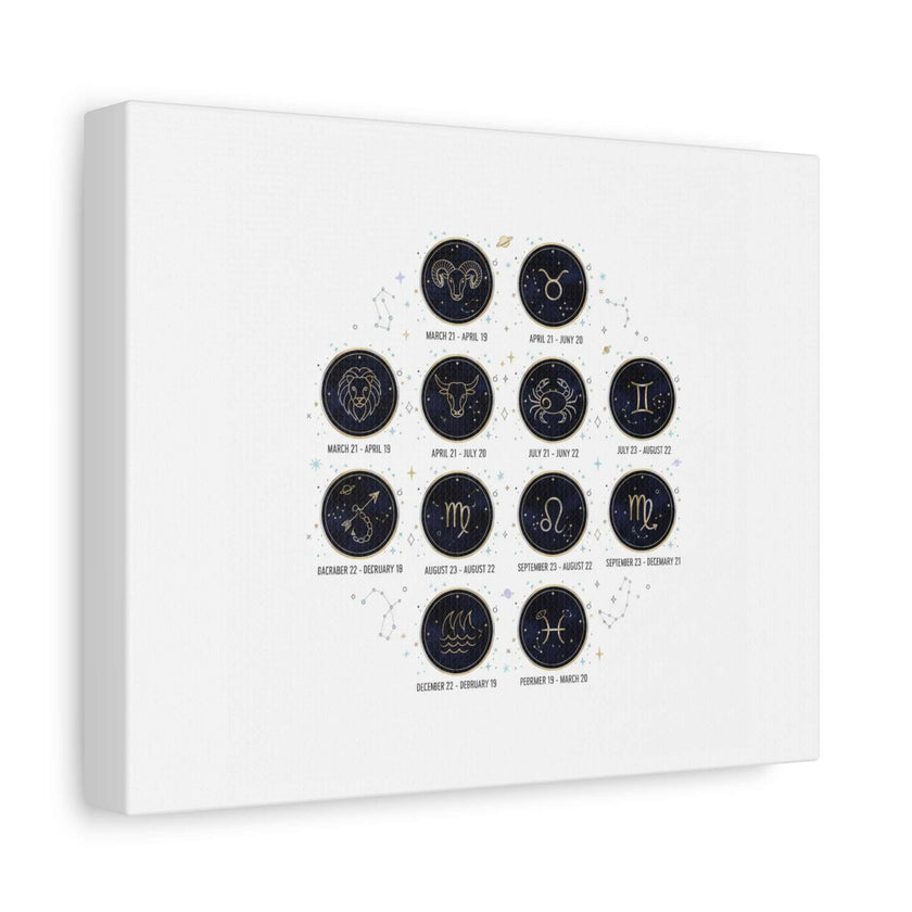 Zodiac Constellation Chart Canvas | Astrology Art Print, Metallic Galaxy
