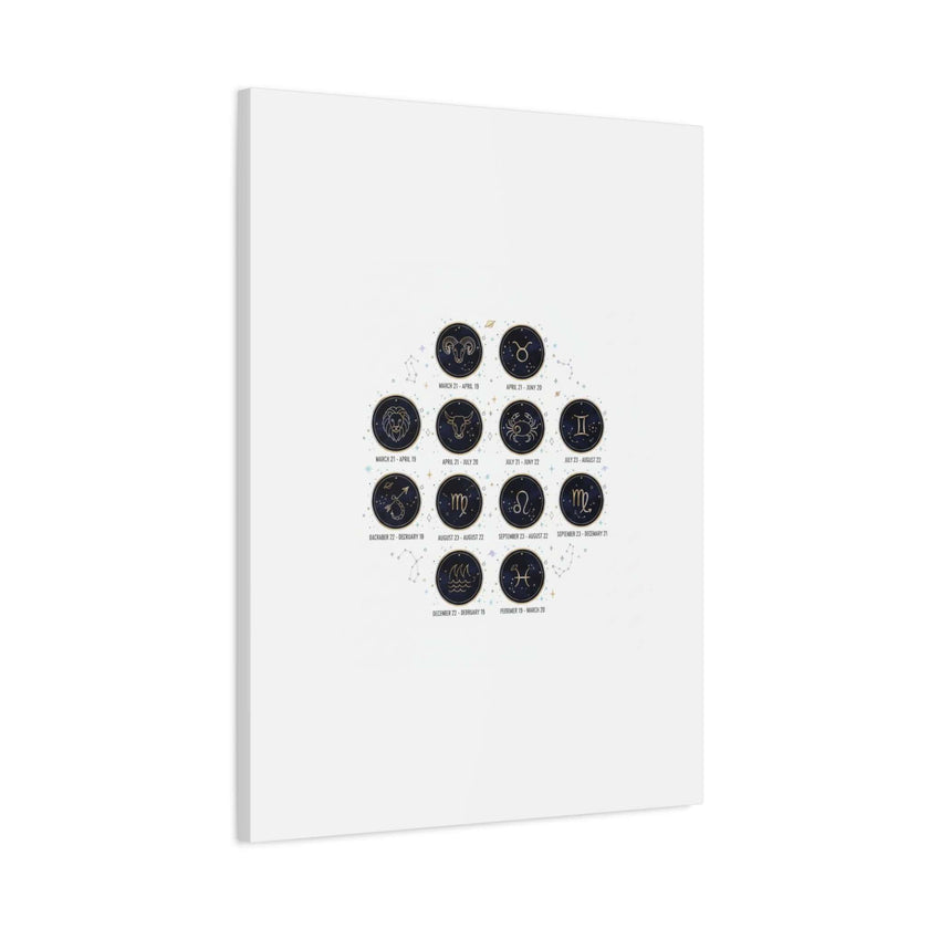 Zodiac Constellation Chart Canvas | Astrology Art Print, Metallic Galaxy