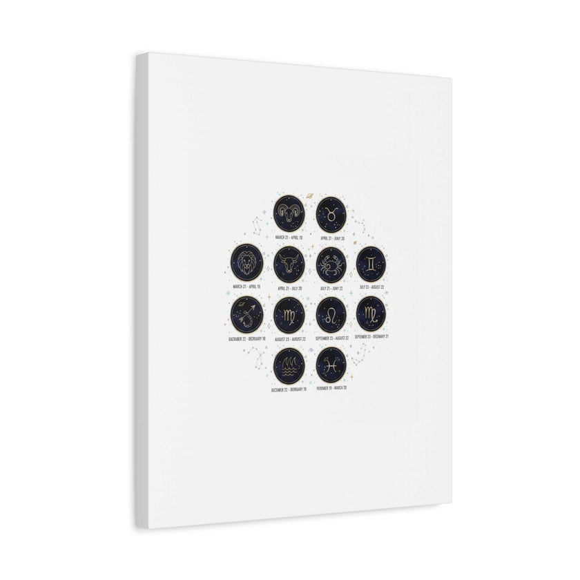 Zodiac Constellation Chart Canvas | Astrology Art Print, Metallic Galaxy