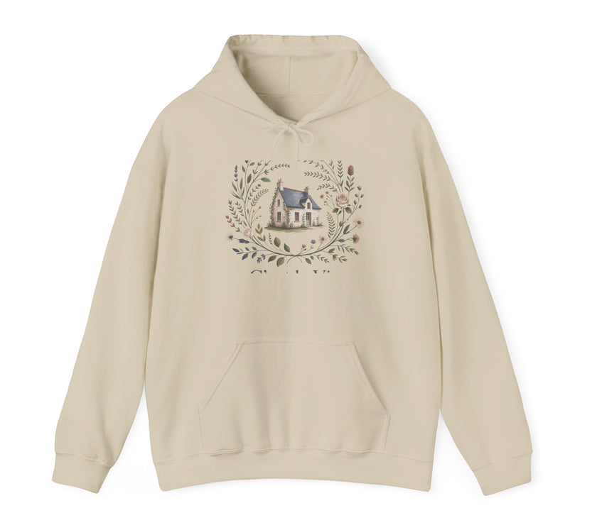 Cozy Nature-Themed Unisex Hoodie with House Design