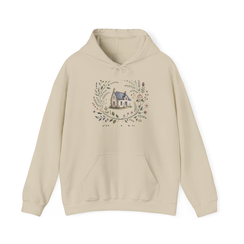 Cozy Nature-Themed Unisex Hoodie with House Design