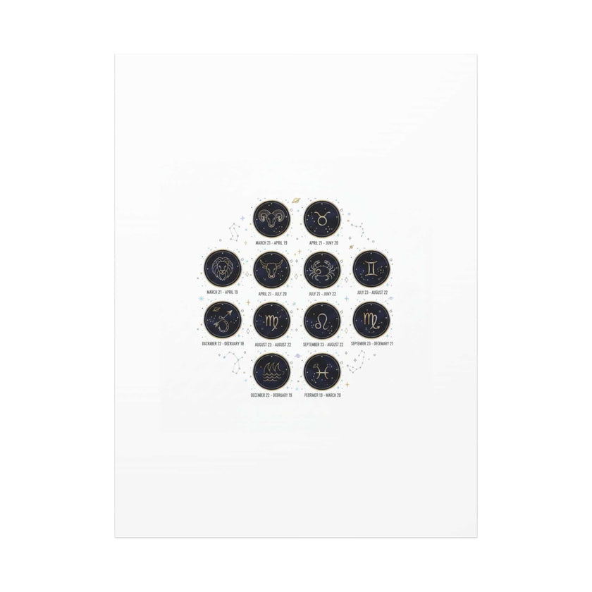 Zodiac Constellation Chart Canvas | Astrology Art Print, Metallic Galaxy