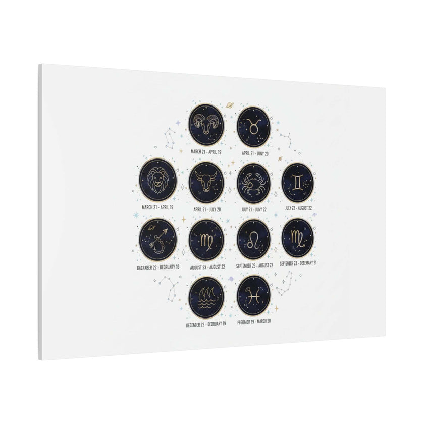 Zodiac Constellation Chart Canvas | Astrology Art Print, Metallic Galaxy