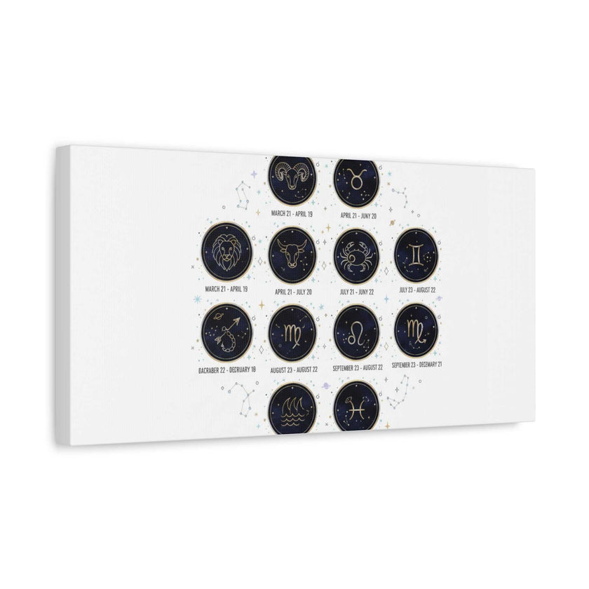 Zodiac Constellation Chart Canvas | Astrology Art Print, Metallic Galaxy