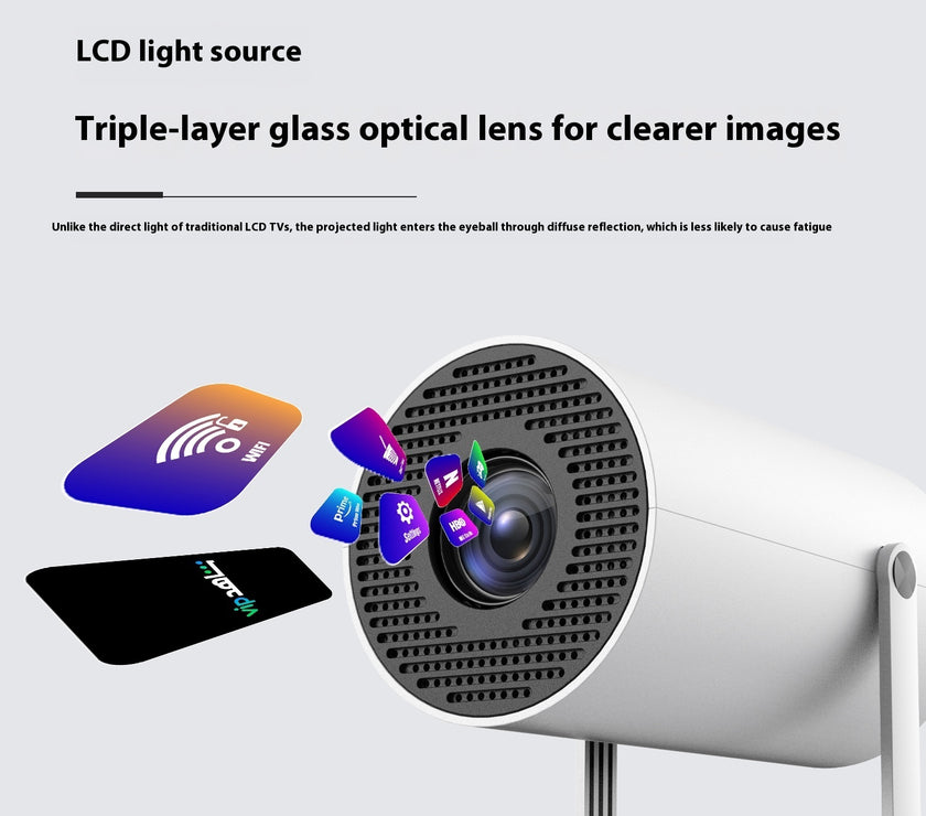 Portable Projector Small Straight Projector For Home Use 180 Degrees Projection Angle Automatic Focus Home Video Projector