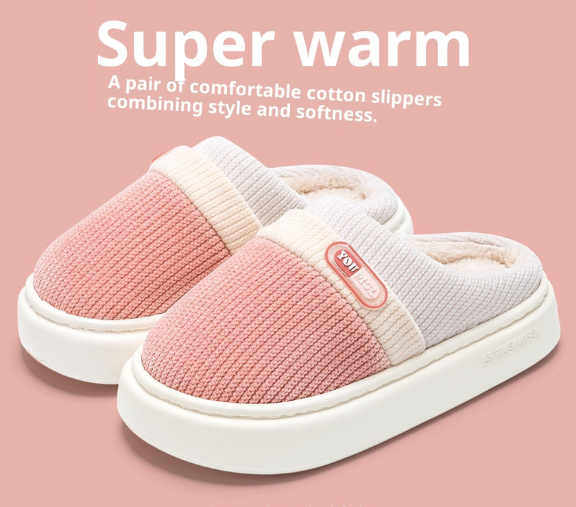 Cotton Slippers Women's Warm Color Matching Slippers