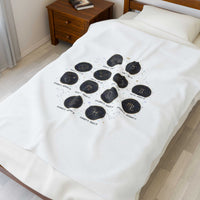 Zodiac Constellation Circle Plush Blanket | Astrological Galaxy Symbols, Metallic Accents